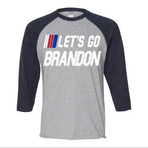 NEW Mens Lat Apparel Let’s Go Brandon 3/4 Sleeve Baseball Style Shirt S-2XL